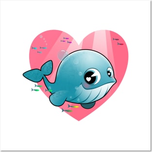 love baby blue whale Posters and Art